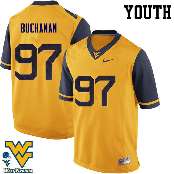 NCAA Youth Daniel Buchanan West Virginia Mountaineers Gold #97 Nike Stitched Football College Authentic Jersey IS23J57FQ